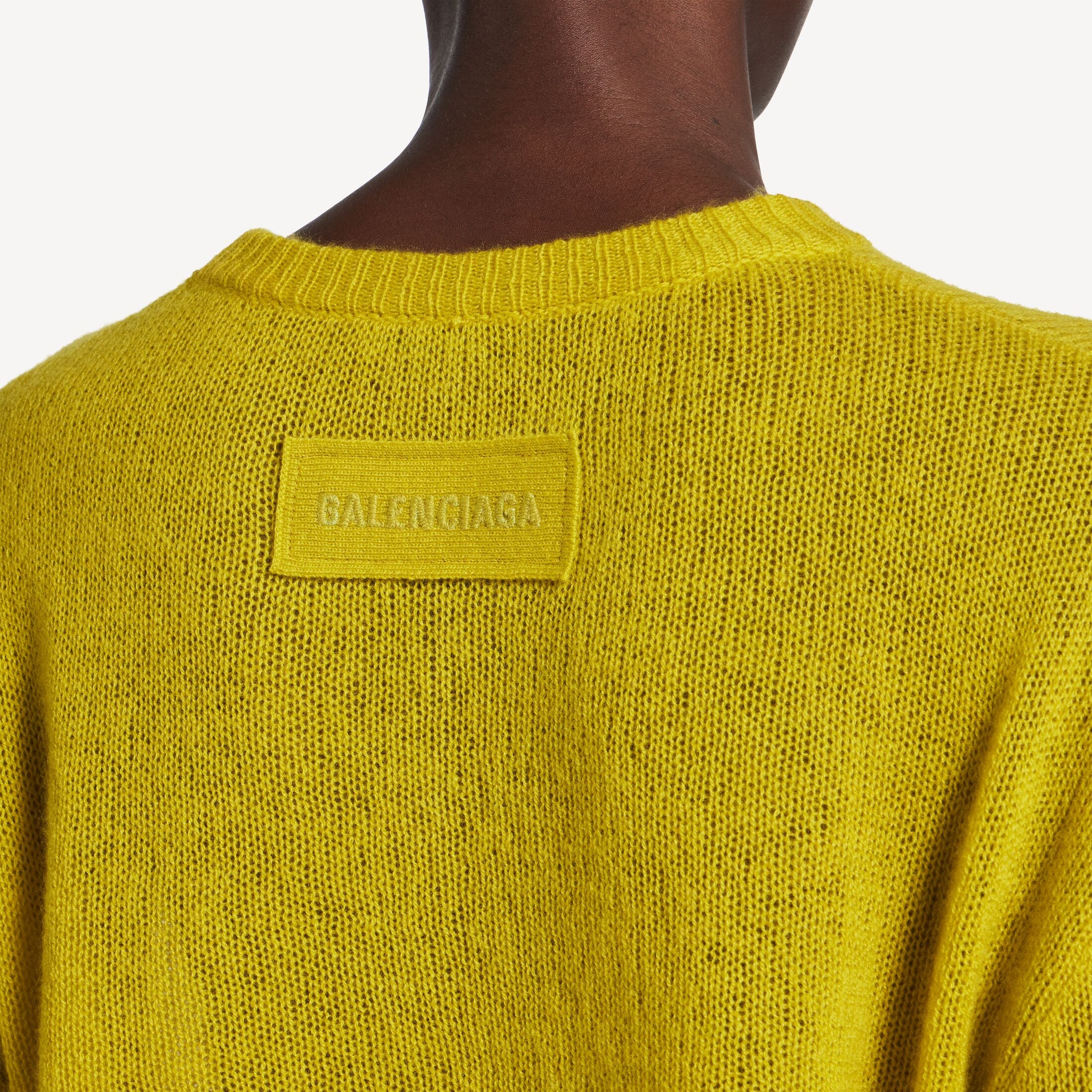 BALENCIAGA Women's Cropped Crewneck in Dark Yellow