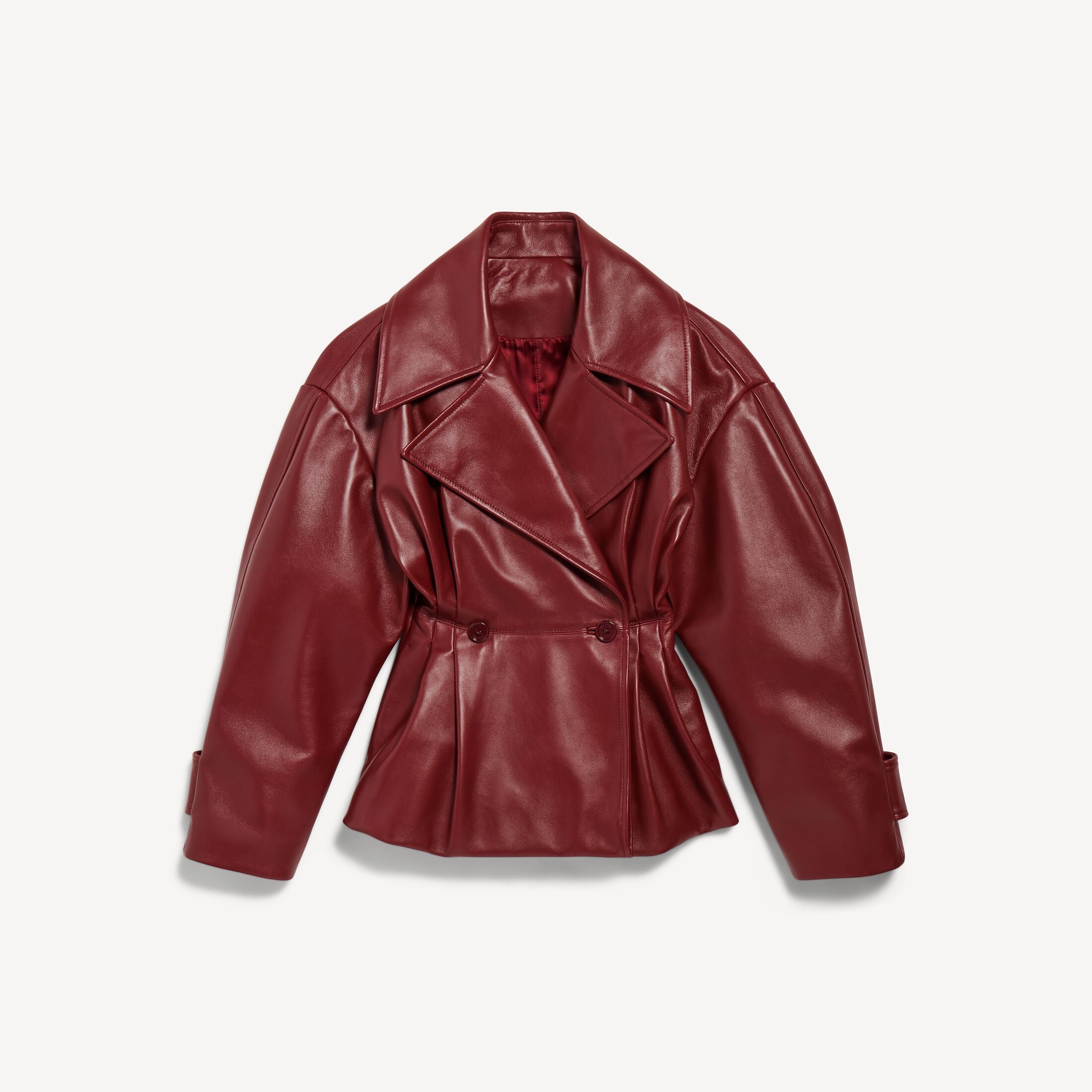 BALENCIAGA Women's Folded Short Trench in Burgundy