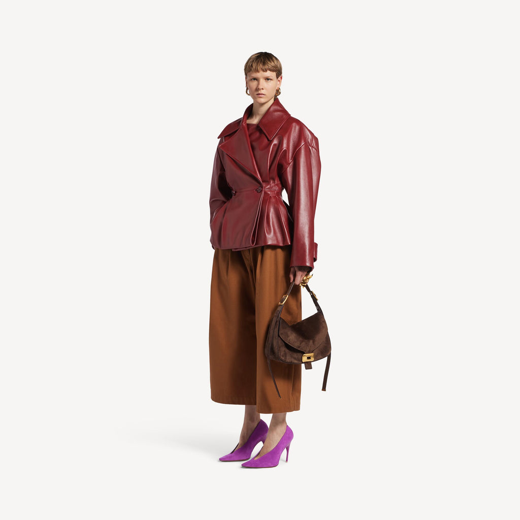 BALENCIAGA Women's Folded Short Trench in Burgundy