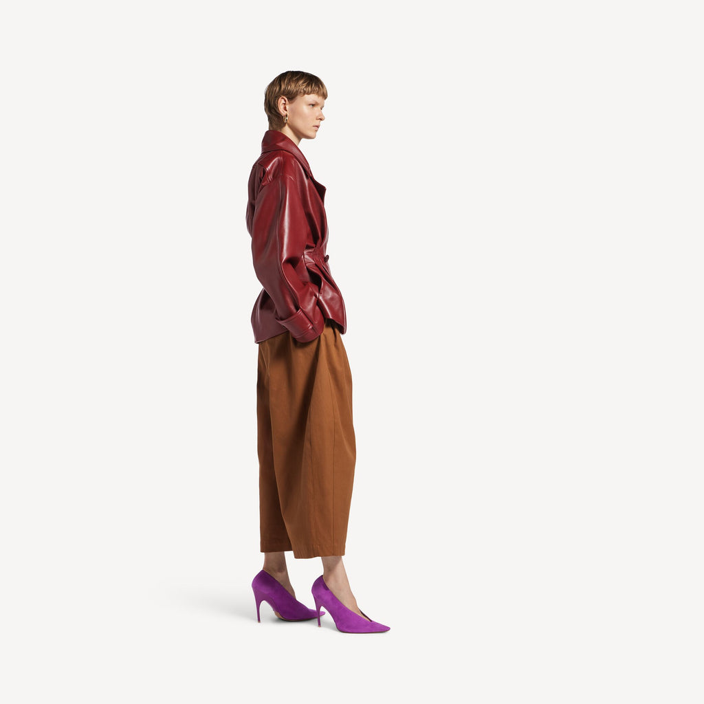 BALENCIAGA Women's Folded Short Trench in Burgundy