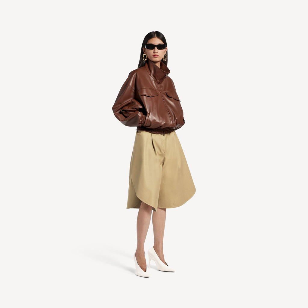 BALENCIAGA Women's High Collar Blouson in Chestnut