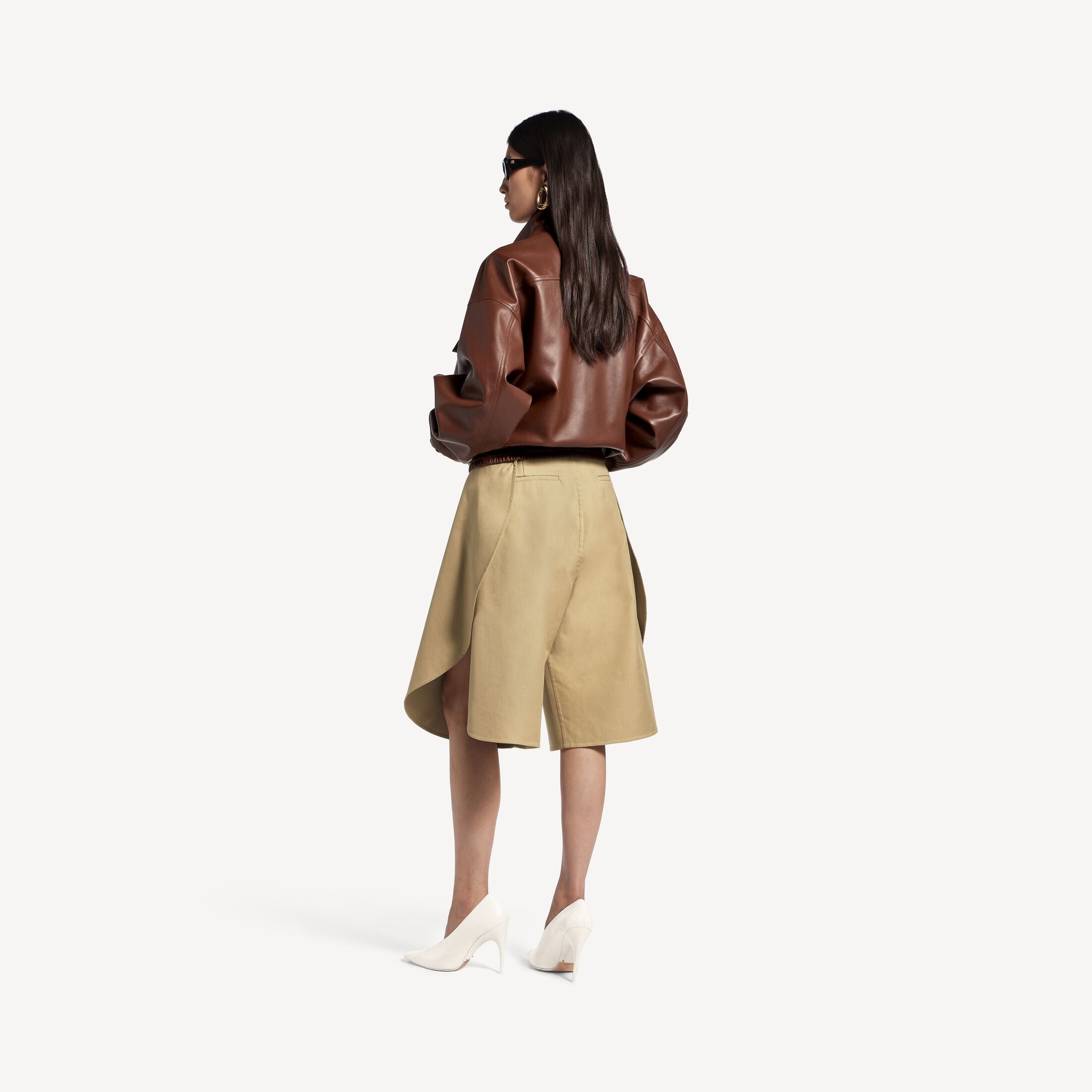 BALENCIAGA Women's High Collar Blouson in Chestnut
