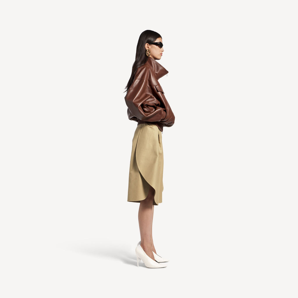 BALENCIAGA Women's High Collar Blouson in Chestnut