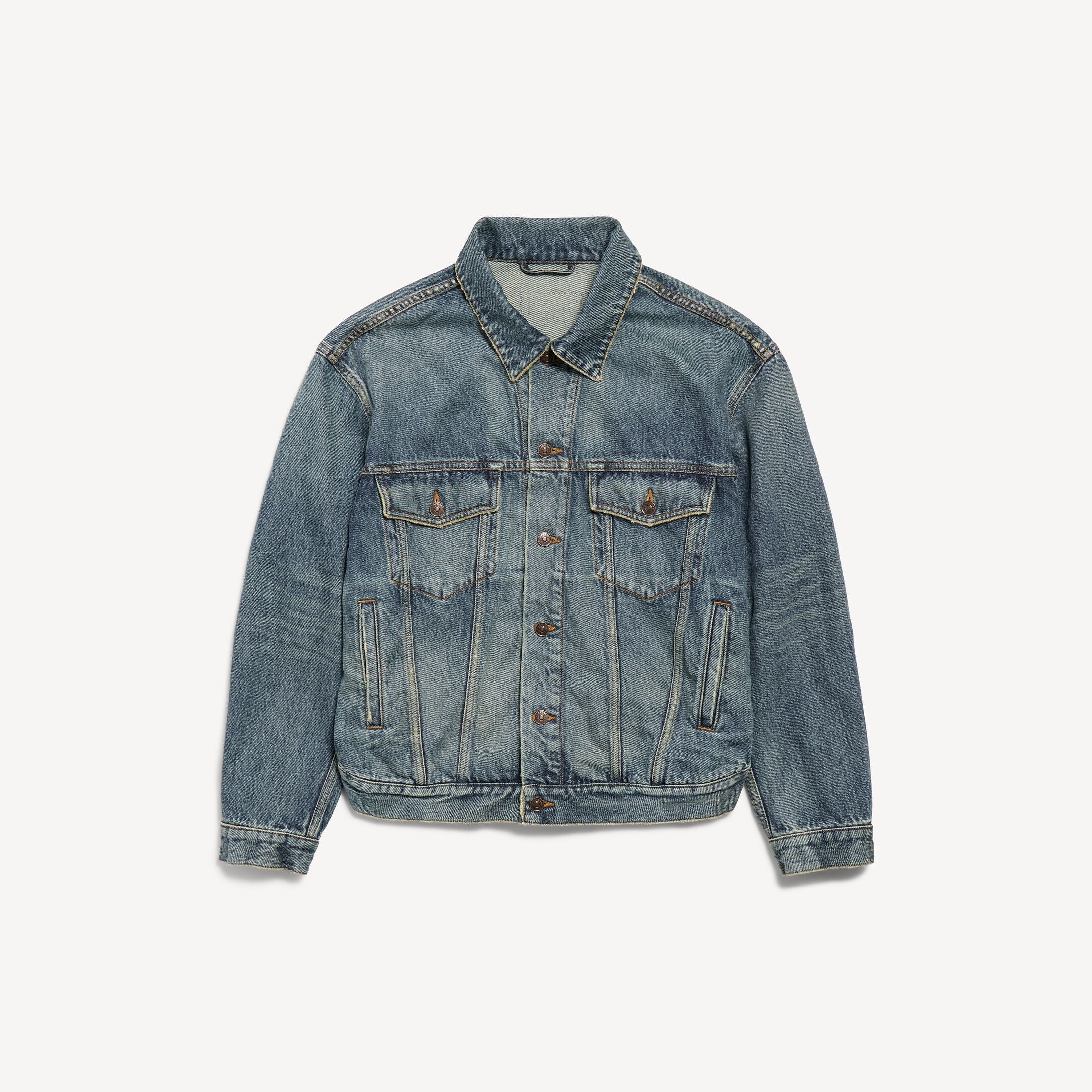 BALENCIAGA Women's Kick Denim Jacket in Dirty Vintage Blue