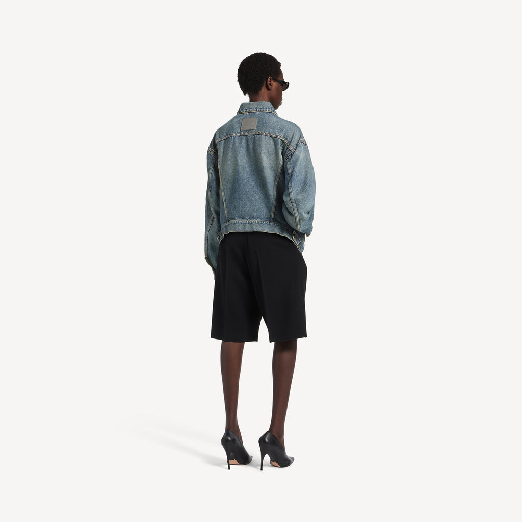 BALENCIAGA Women's Kick Denim Jacket in Dirty Vintage Blue