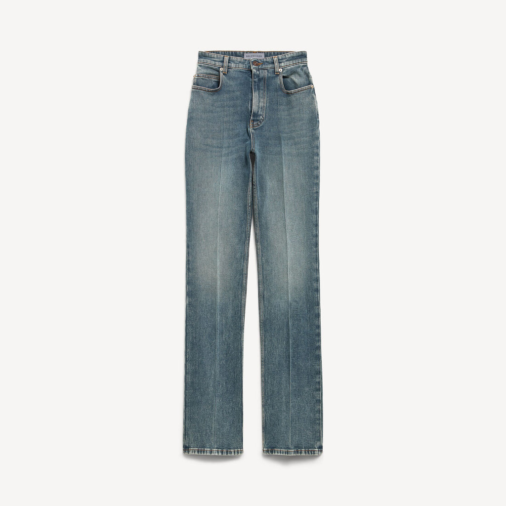 BALENCIAGA Women's High Waist Slim Jeans in Dirty Vintage Blue