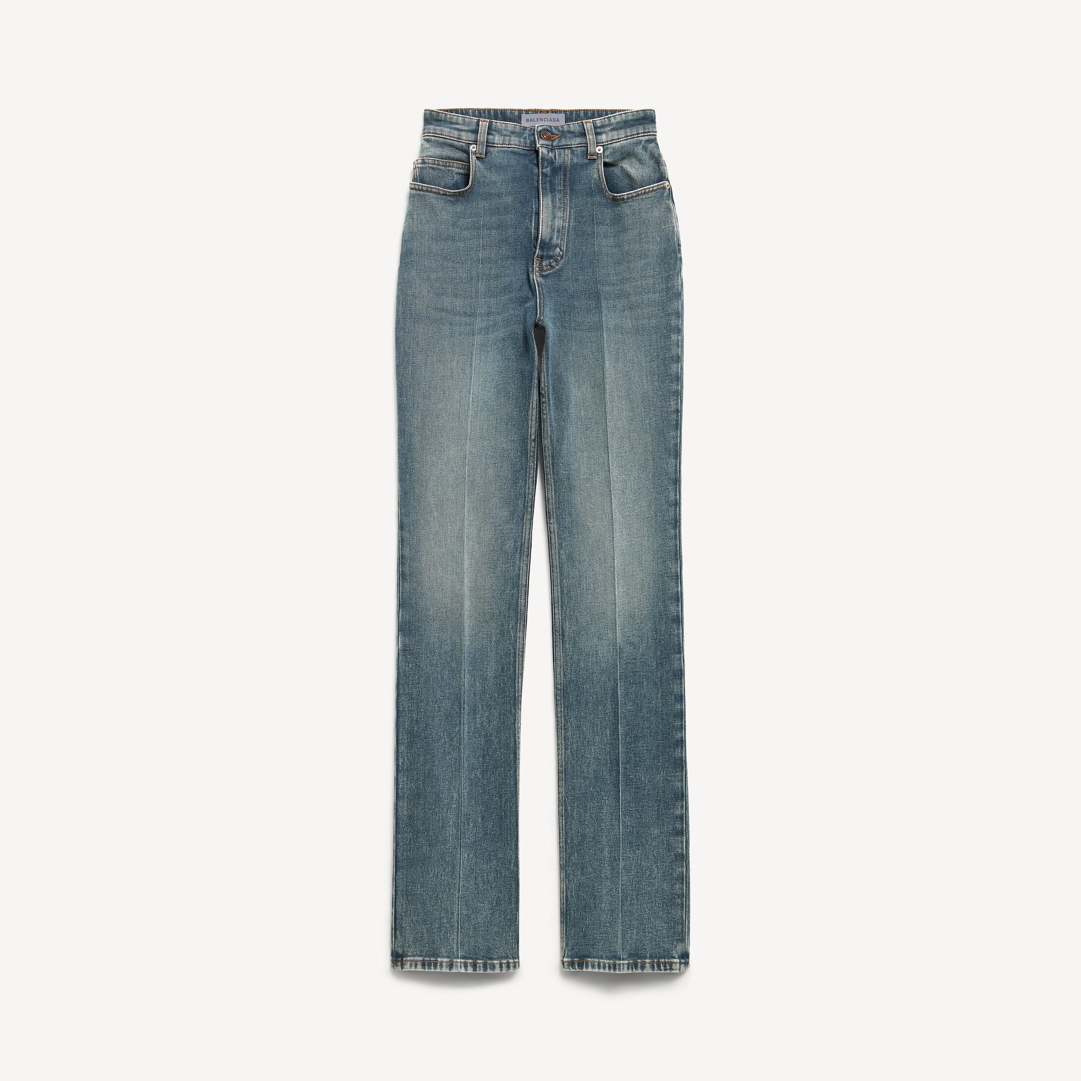 BALENCIAGA Women's High Waist Slim Jeans in Dirty Vintage Blue