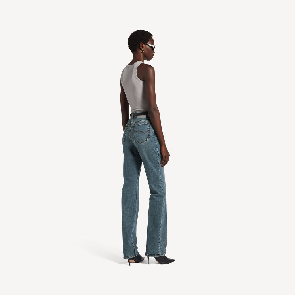 BALENCIAGA Women's High Waist Slim Jeans in Dirty Vintage Blue