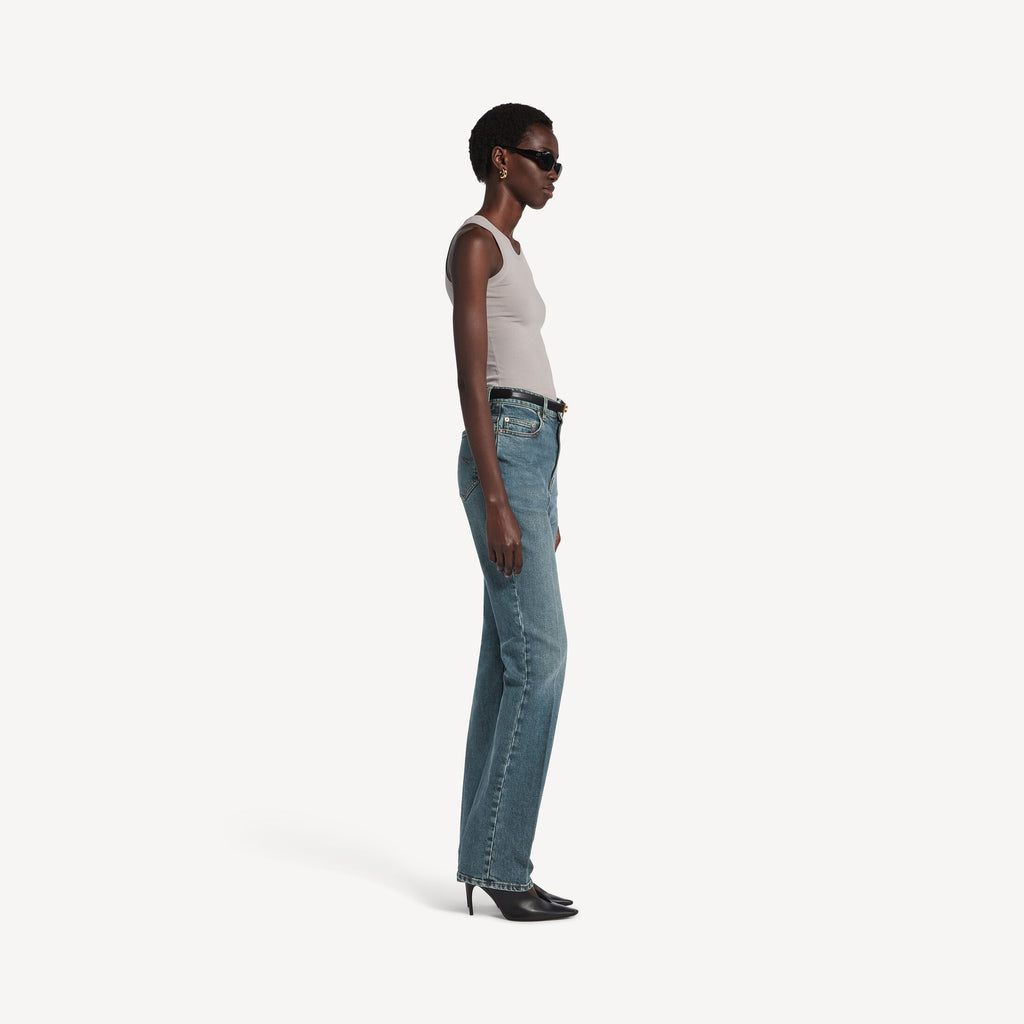 BALENCIAGA Women's High Waist Slim Jeans in Dirty Vintage Blue