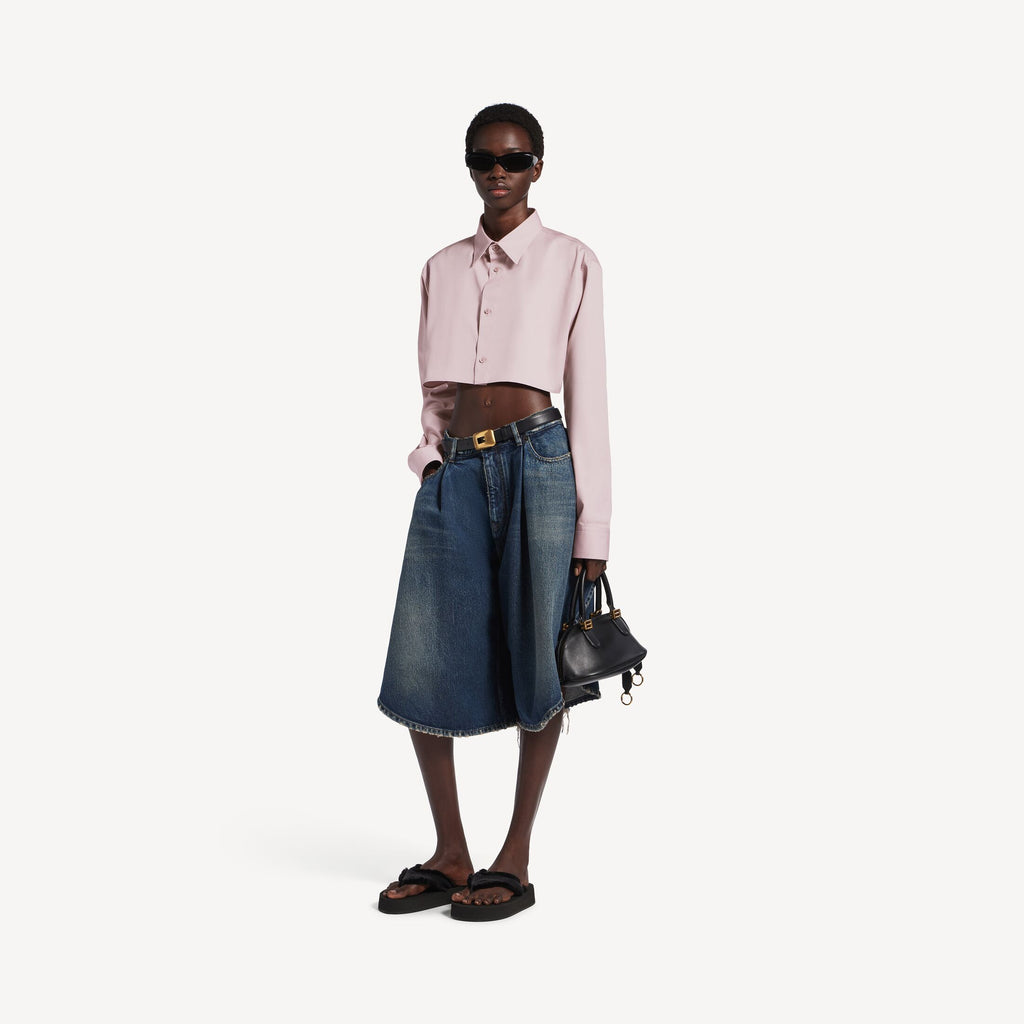 BALENCIAGA Women's Cropped Shirt in Dusty Pink
