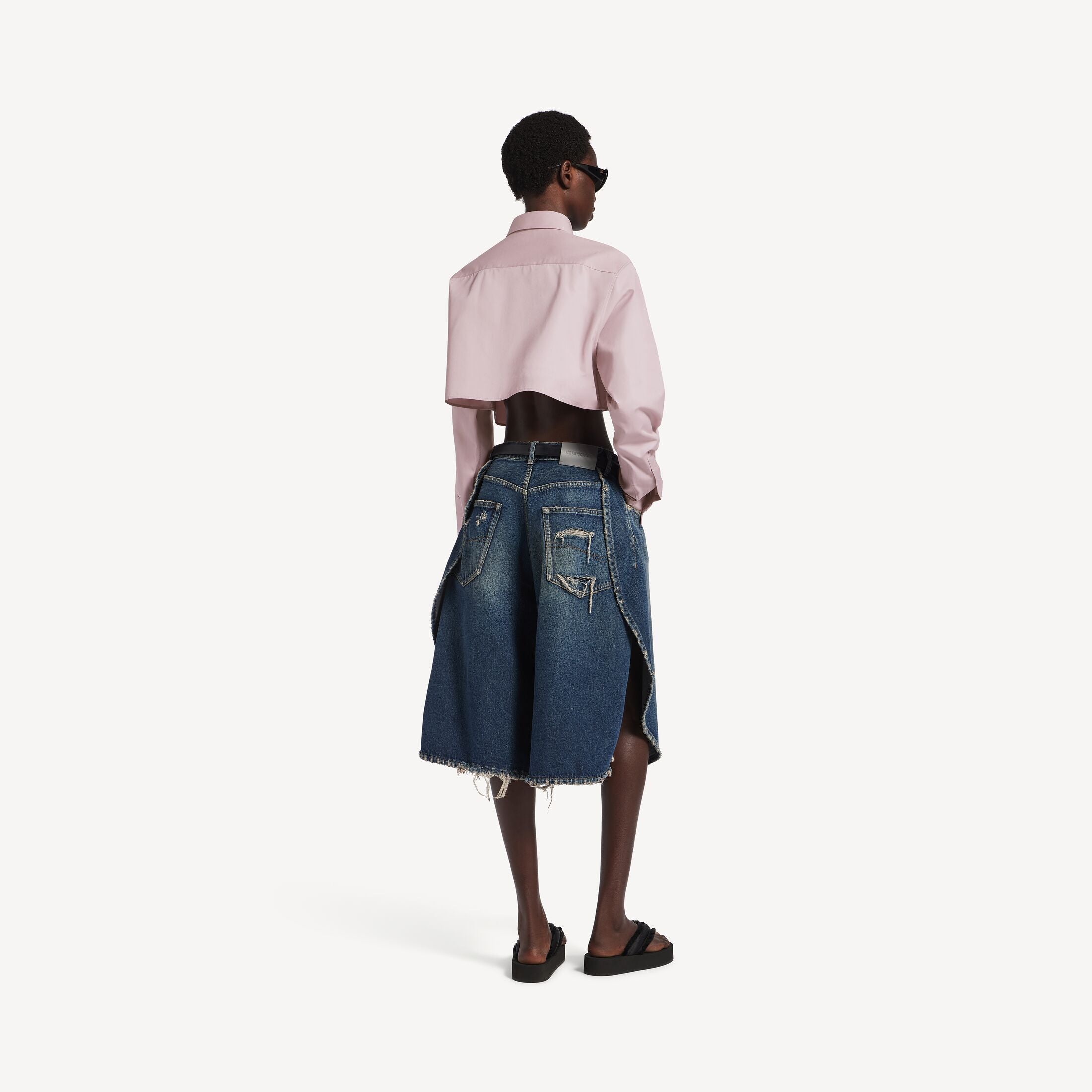 BALENCIAGA Women's Cropped Shirt in Dusty Pink