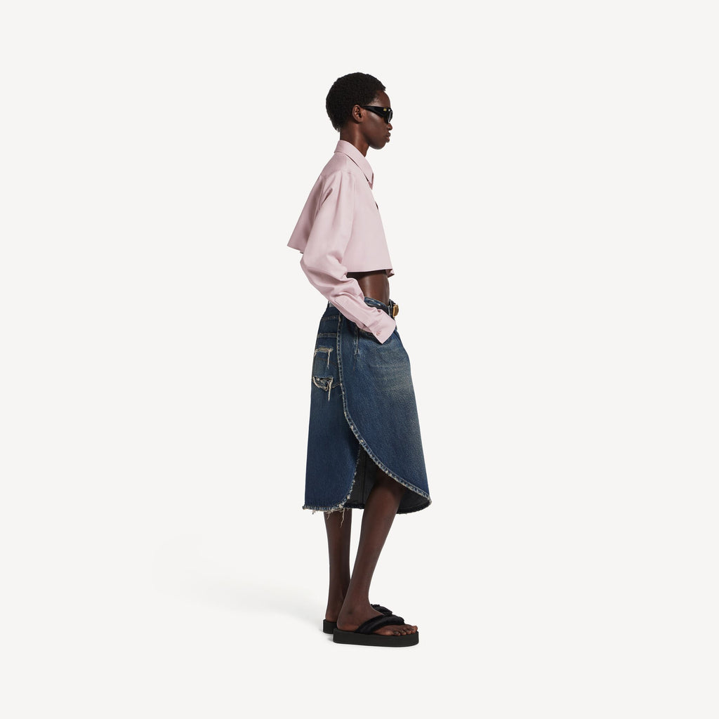 BALENCIAGA Women's Cropped Shirt in Dusty Pink