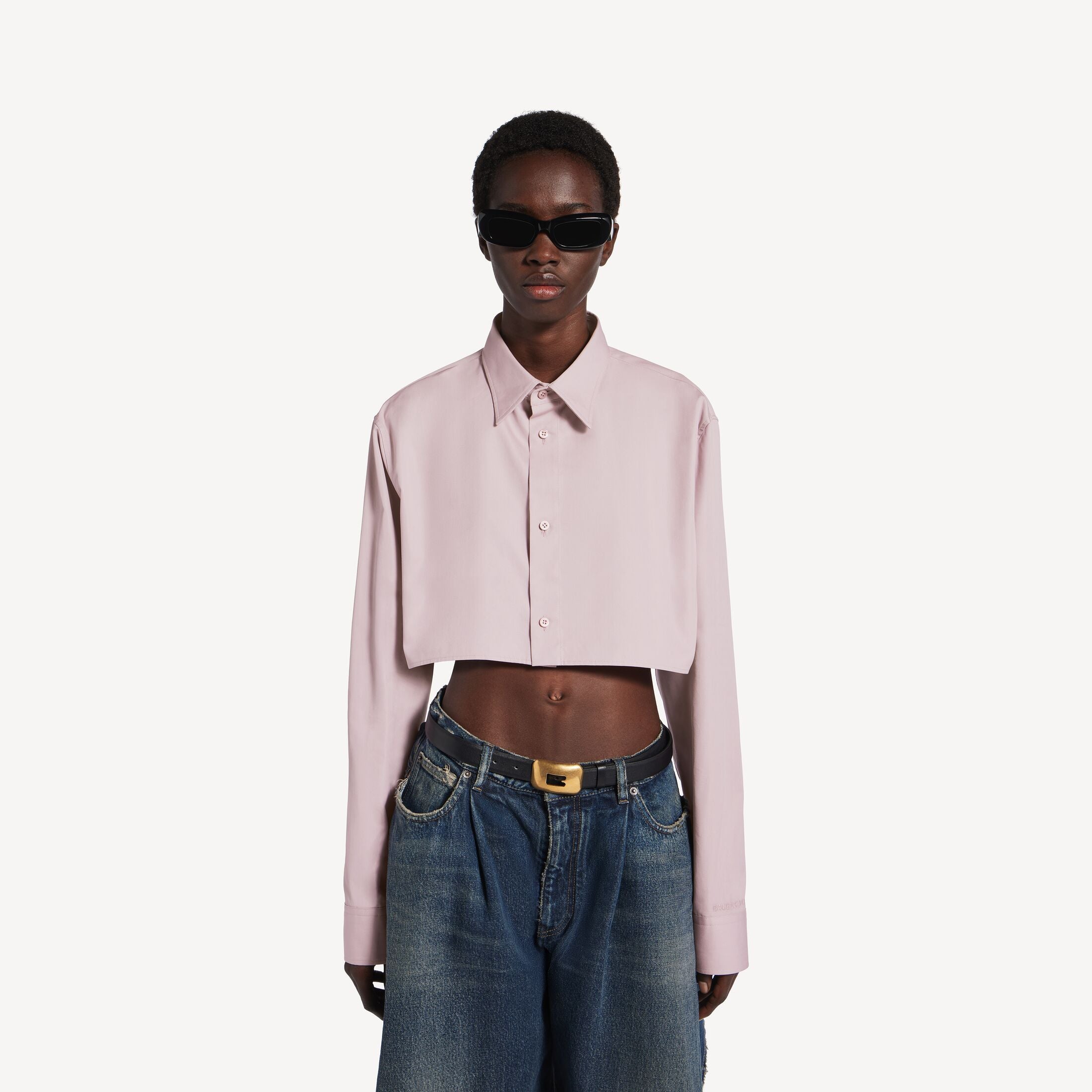 BALENCIAGA Women's Cropped Shirt in Dusty Pink