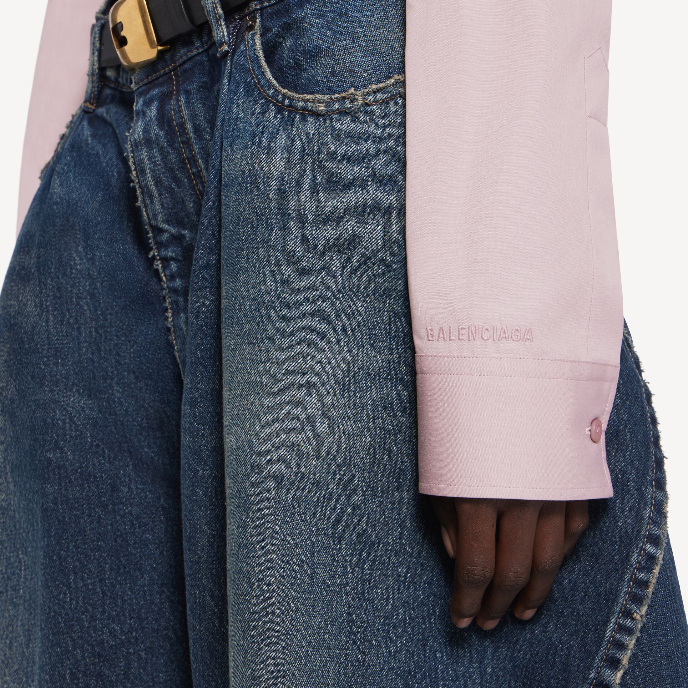 BALENCIAGA Women's Cropped Shirt in Dusty Pink