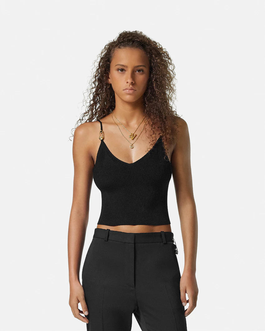 Versace Viscose Knit Crop Top