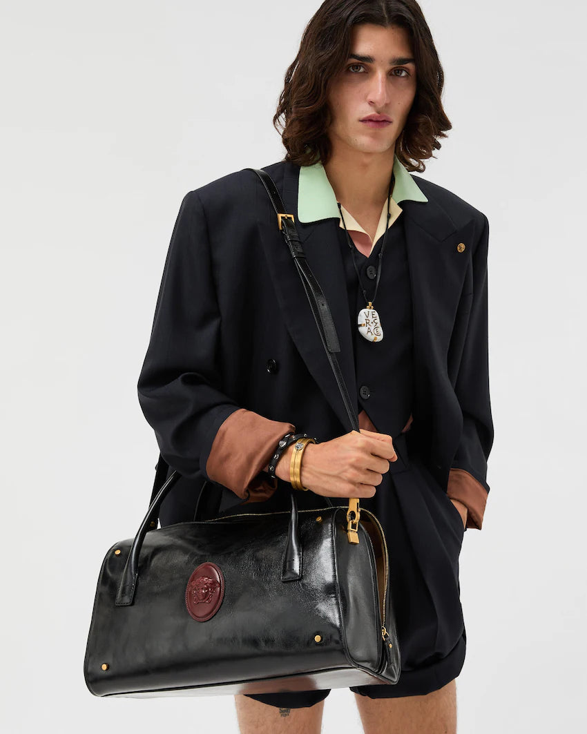 Versace Roomy Large Leather Duffel Bag
