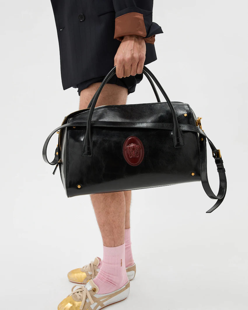 Versace Roomy Large Leather Duffel Bag