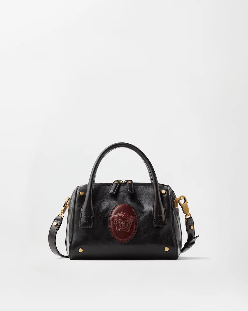 Versace Roomy Small Leather Boston Bag