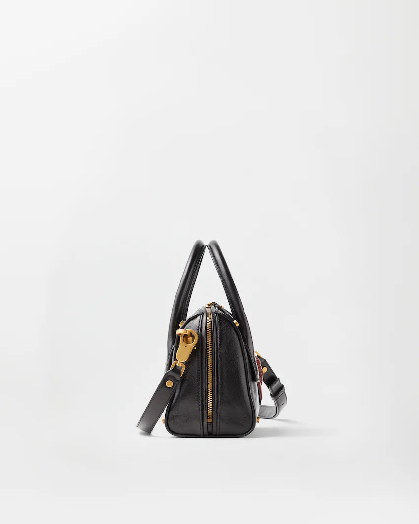Versace Roomy Small Leather Boston Bag