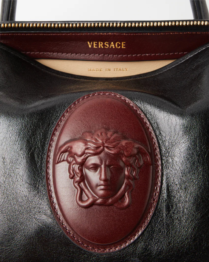 Versace Roomy Small Leather Boston Bag
