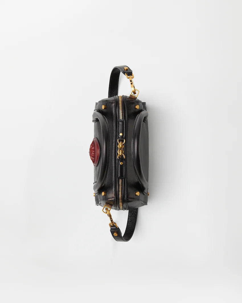 Versace Roomy Small Leather Boston Bag