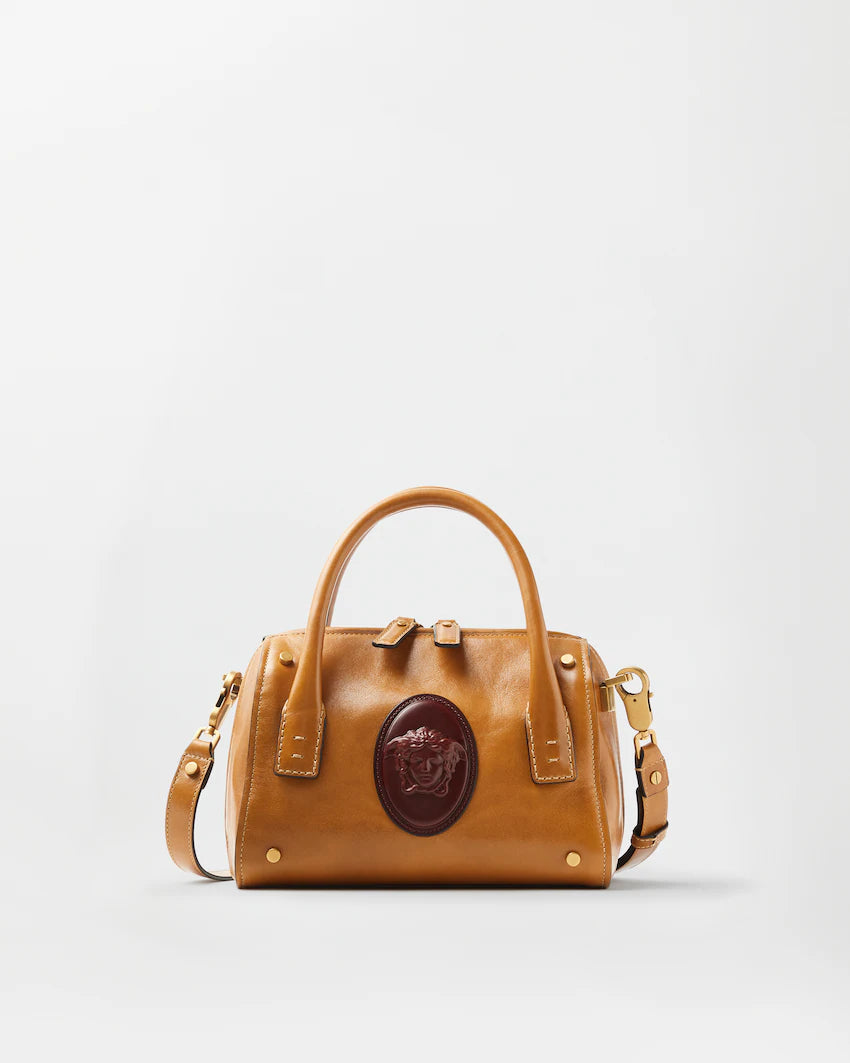 Versace Roomy Small Leather Boston Bag