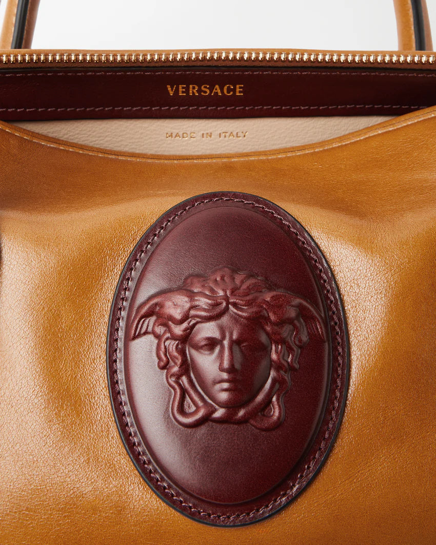 Versace Roomy Small Leather Boston Bag