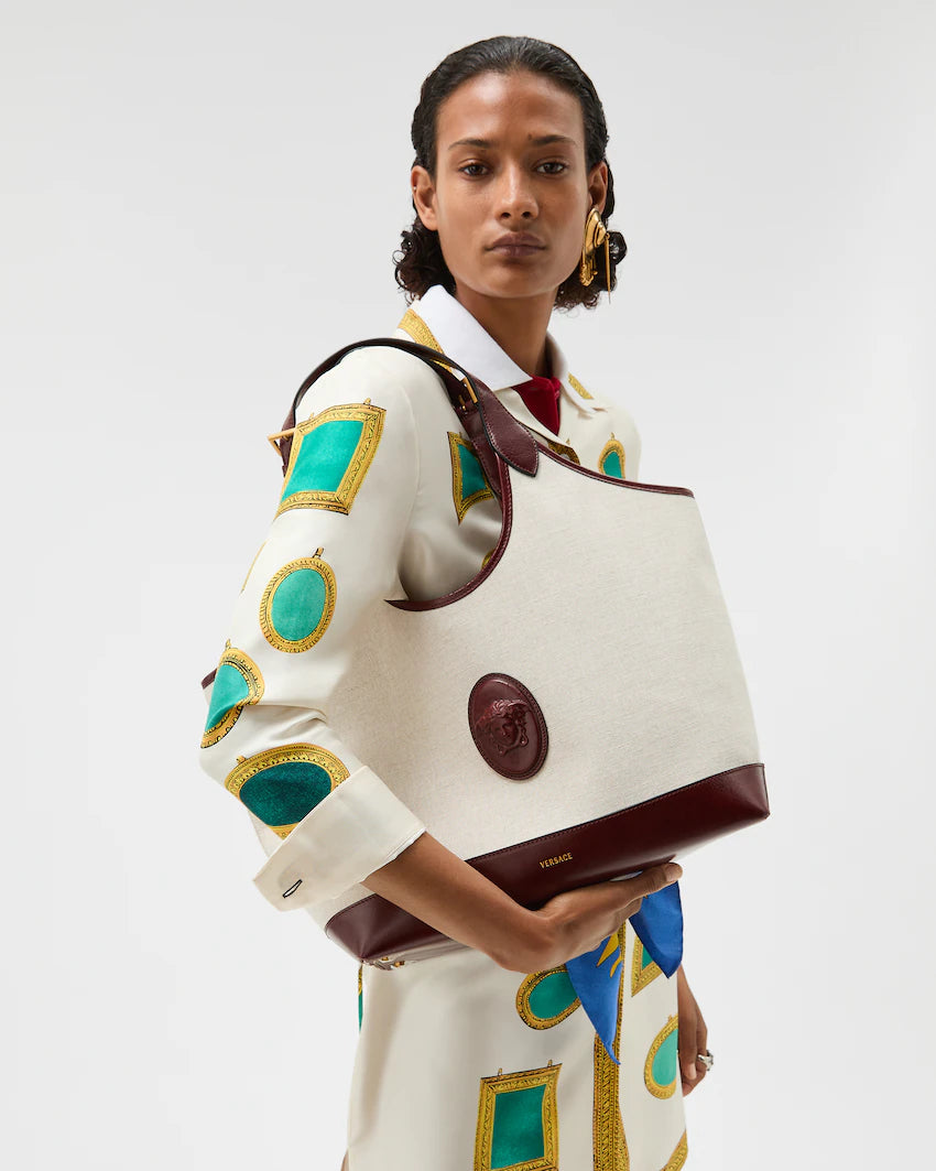 Versace RiviÃ¨re Large Canvas Tote