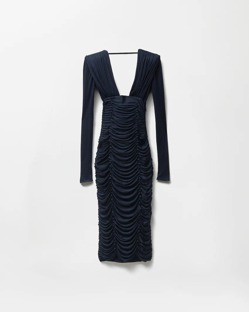 Versace Draped Silk CrÃªpe Jersey Midi Dress