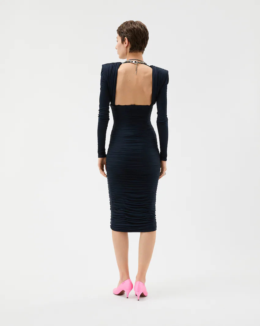 Versace Draped Silk CrÃªpe Jersey Midi Dress