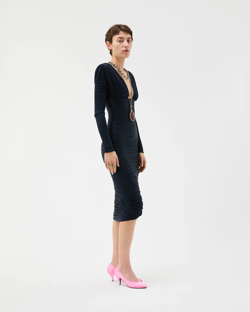 Versace Draped Silk CrÃªpe Jersey Midi Dress