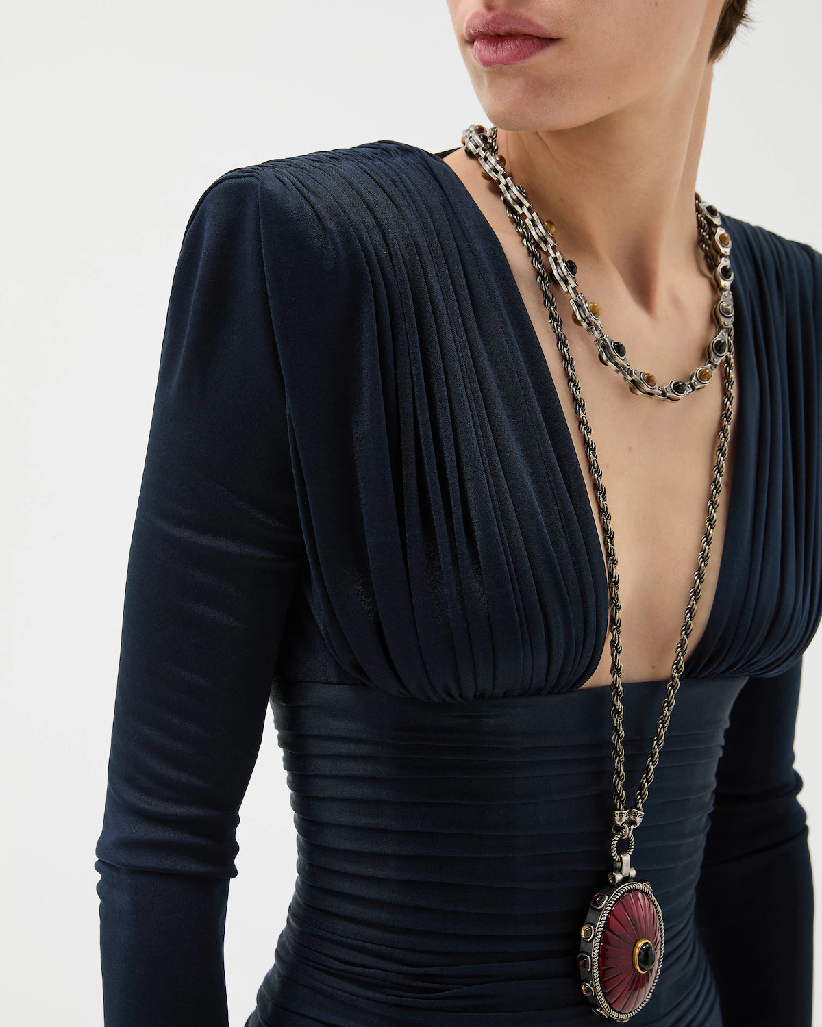 Versace Draped Silk CrÃªpe Jersey Midi Dress