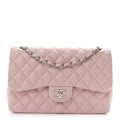 Lambskin Quilted Jumbo Double Flap Light Pink