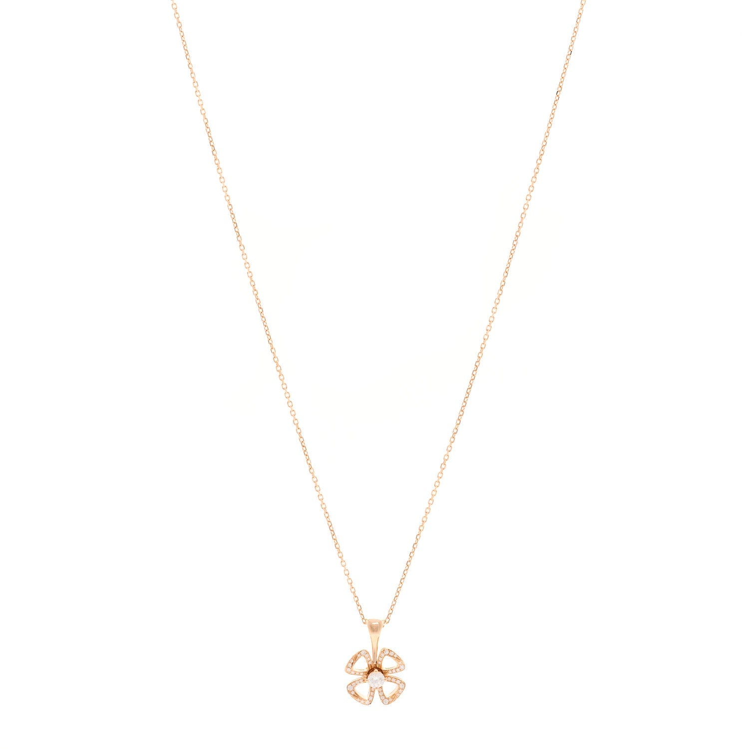 18K Rose Gold Diamond Fiorever Pave Pendant Necklace