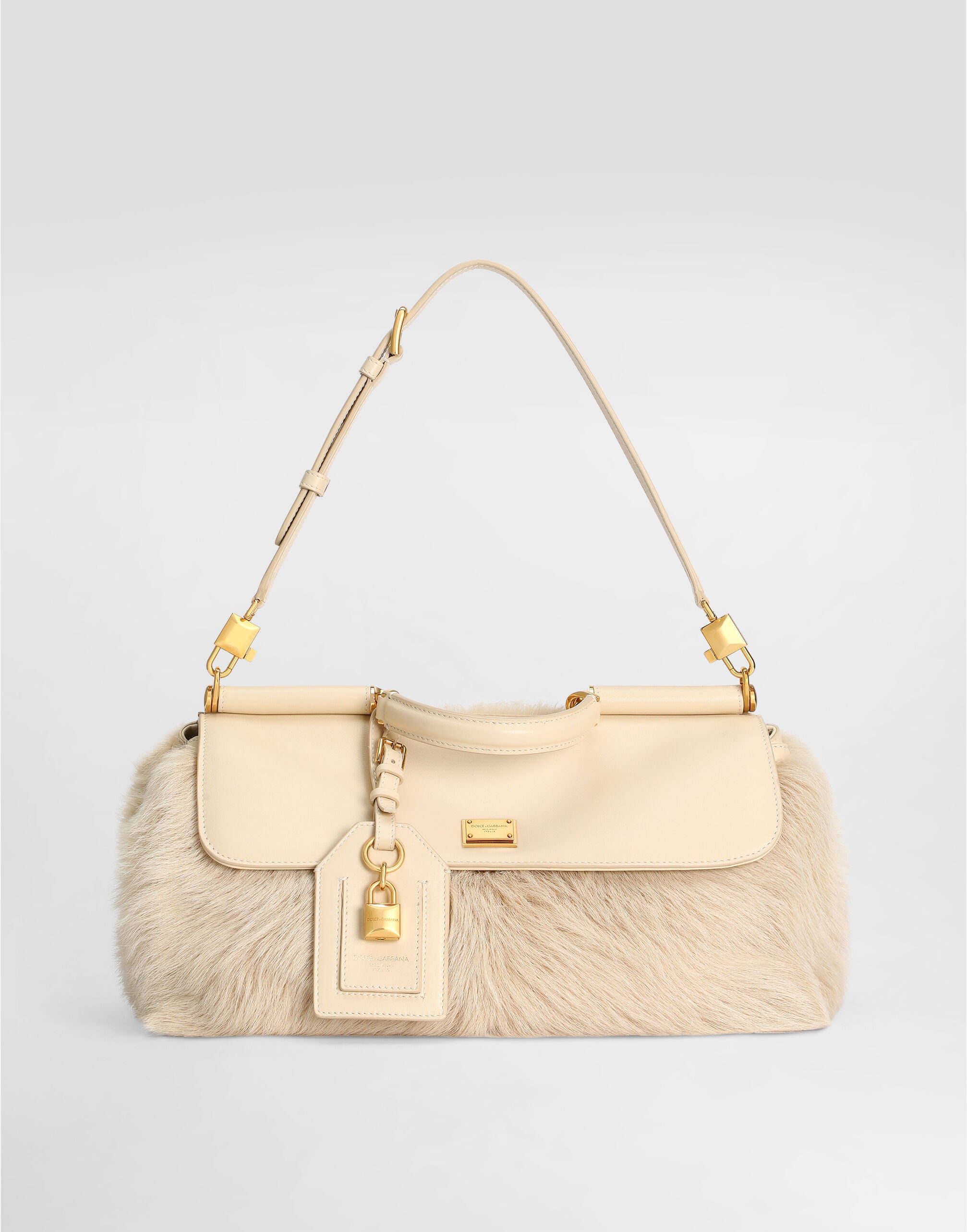 DOLCE & GABBANA Medium My Sicily fur and plongé handbag
