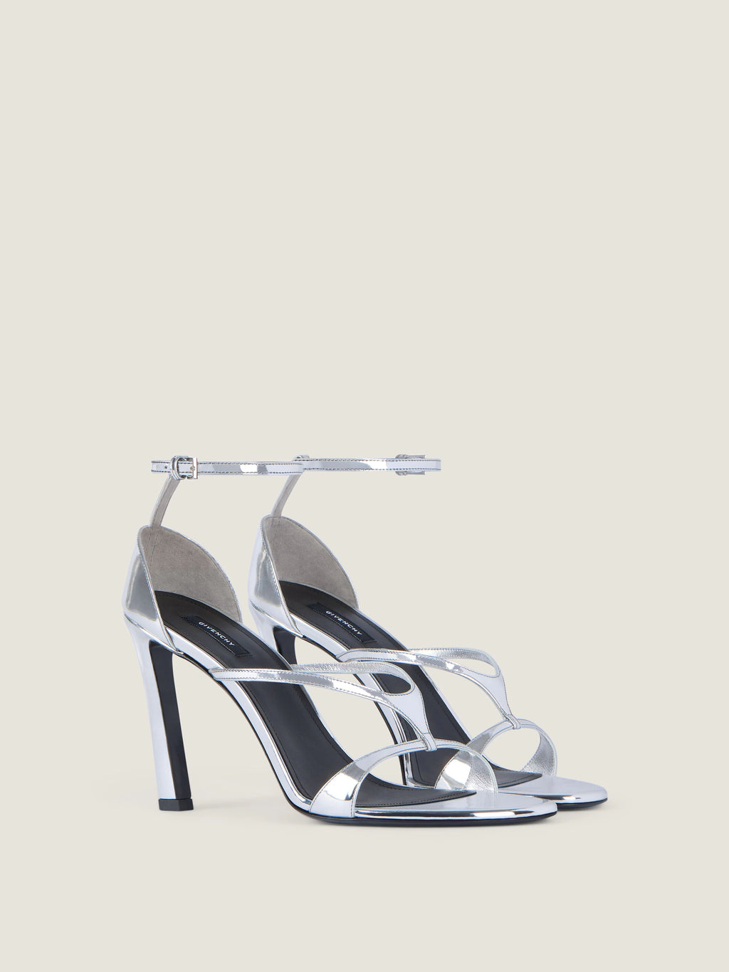 GIVENCHY heeled sandals in mirror effect leather