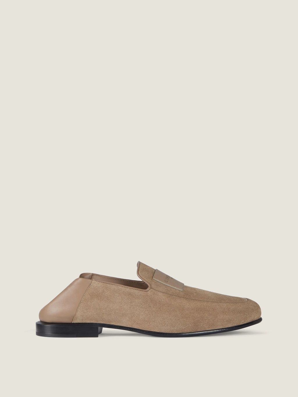 Label loafers in suede
