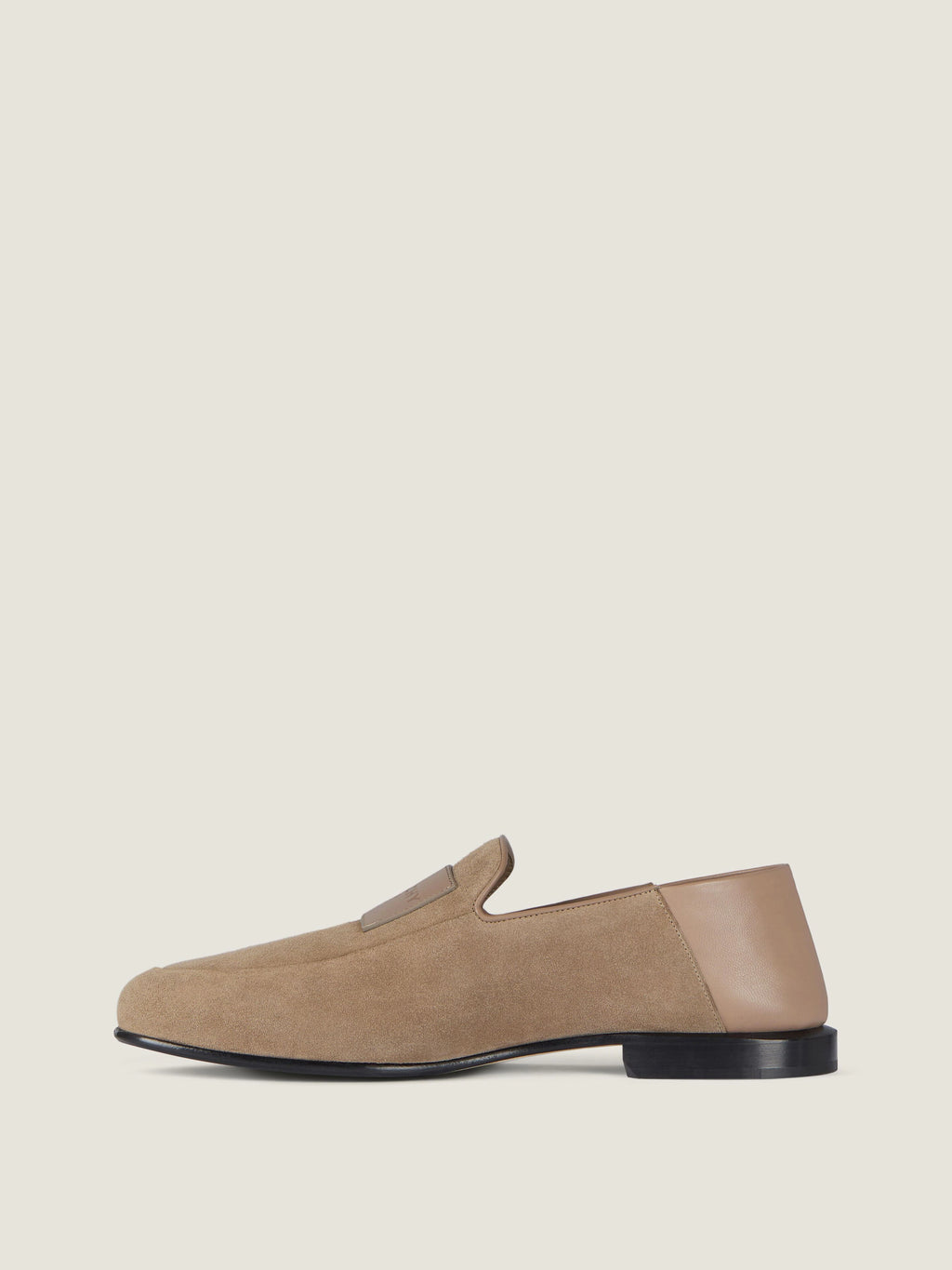 Label loafers in suede