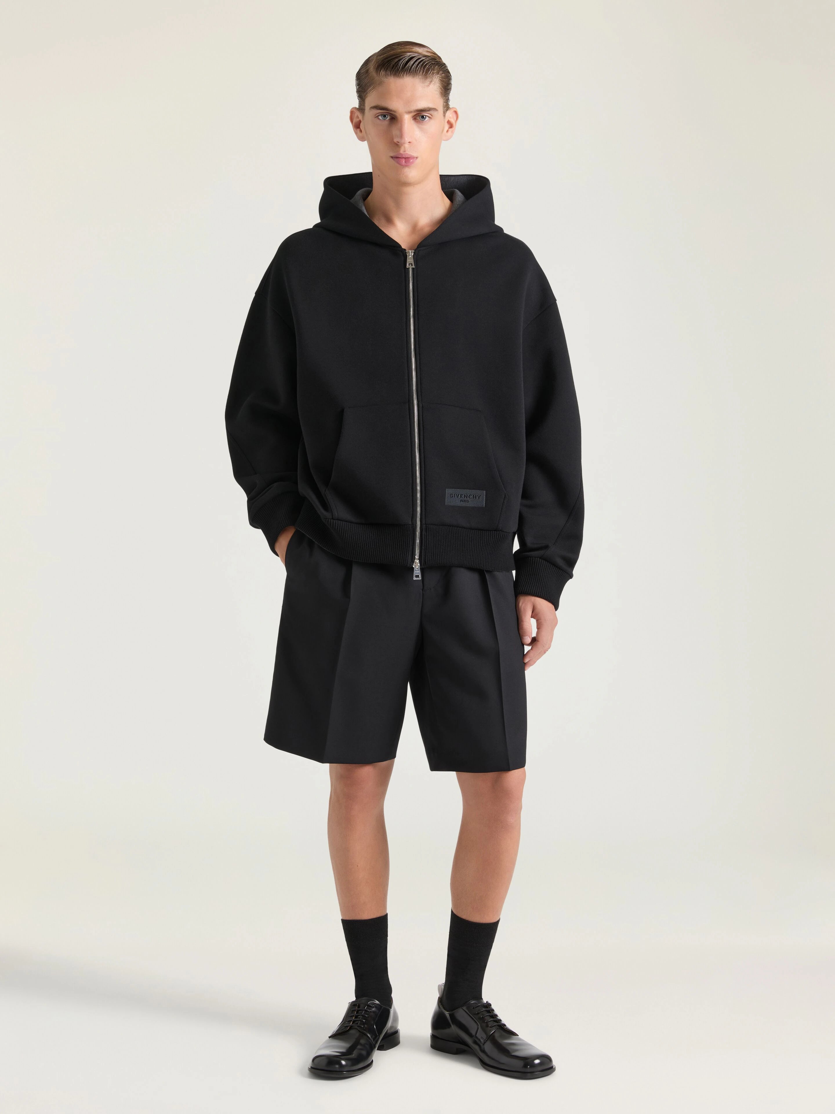 GIVENCHY Couture Seam zipped hoodie in scuba