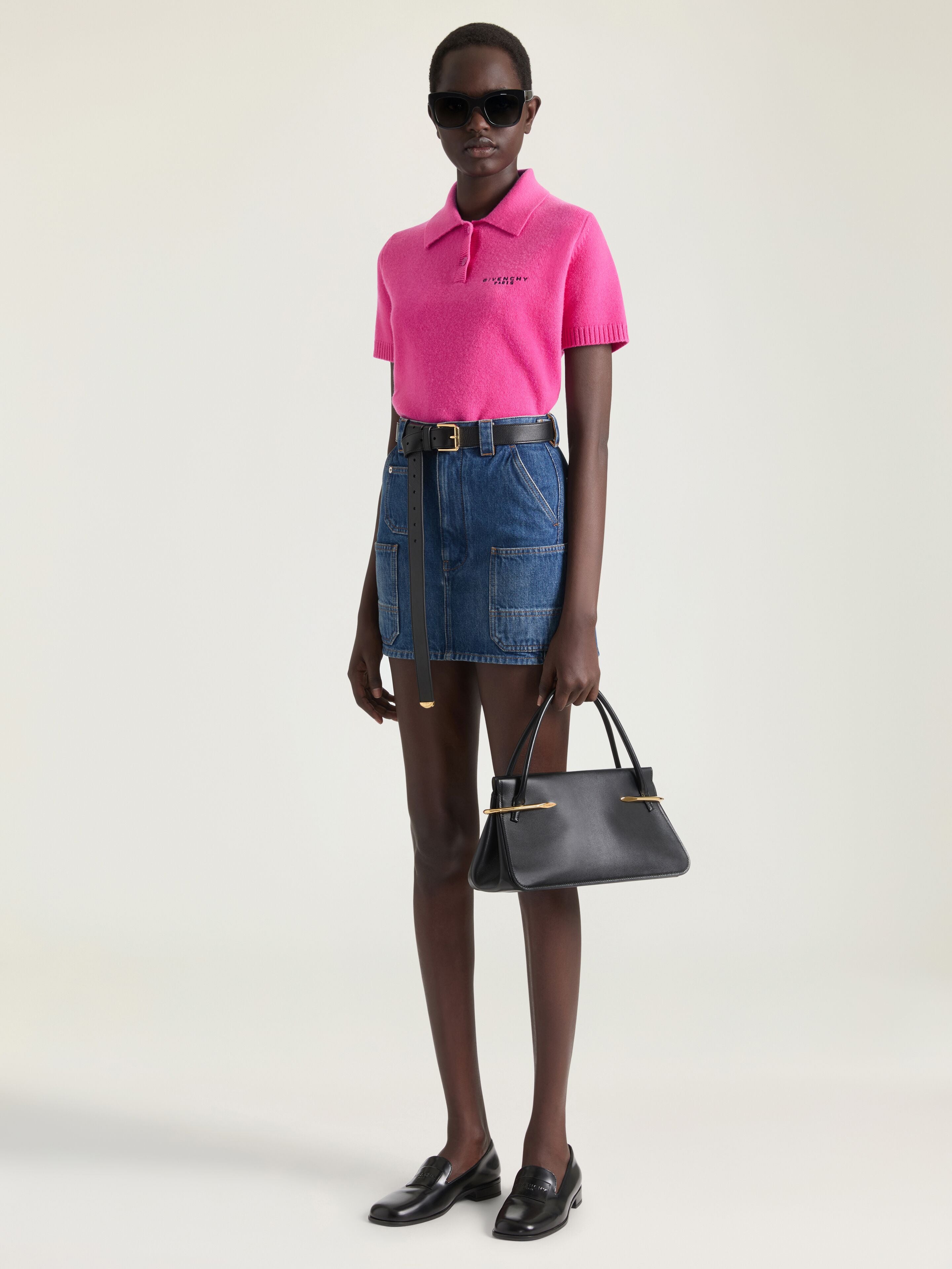GIVENCHY Mini cargo skirt in medium blue denim