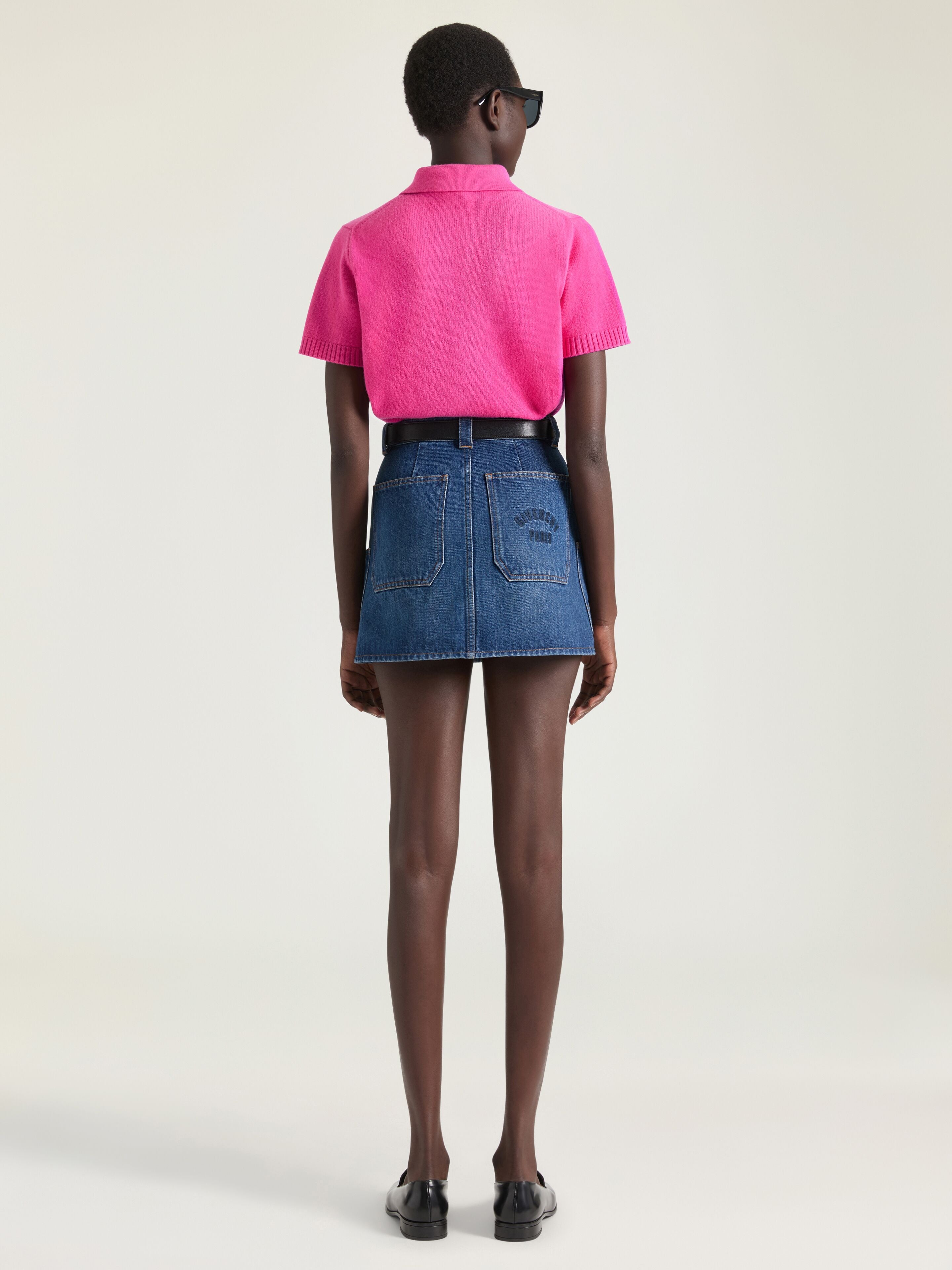 GIVENCHY Mini cargo skirt in medium blue denim