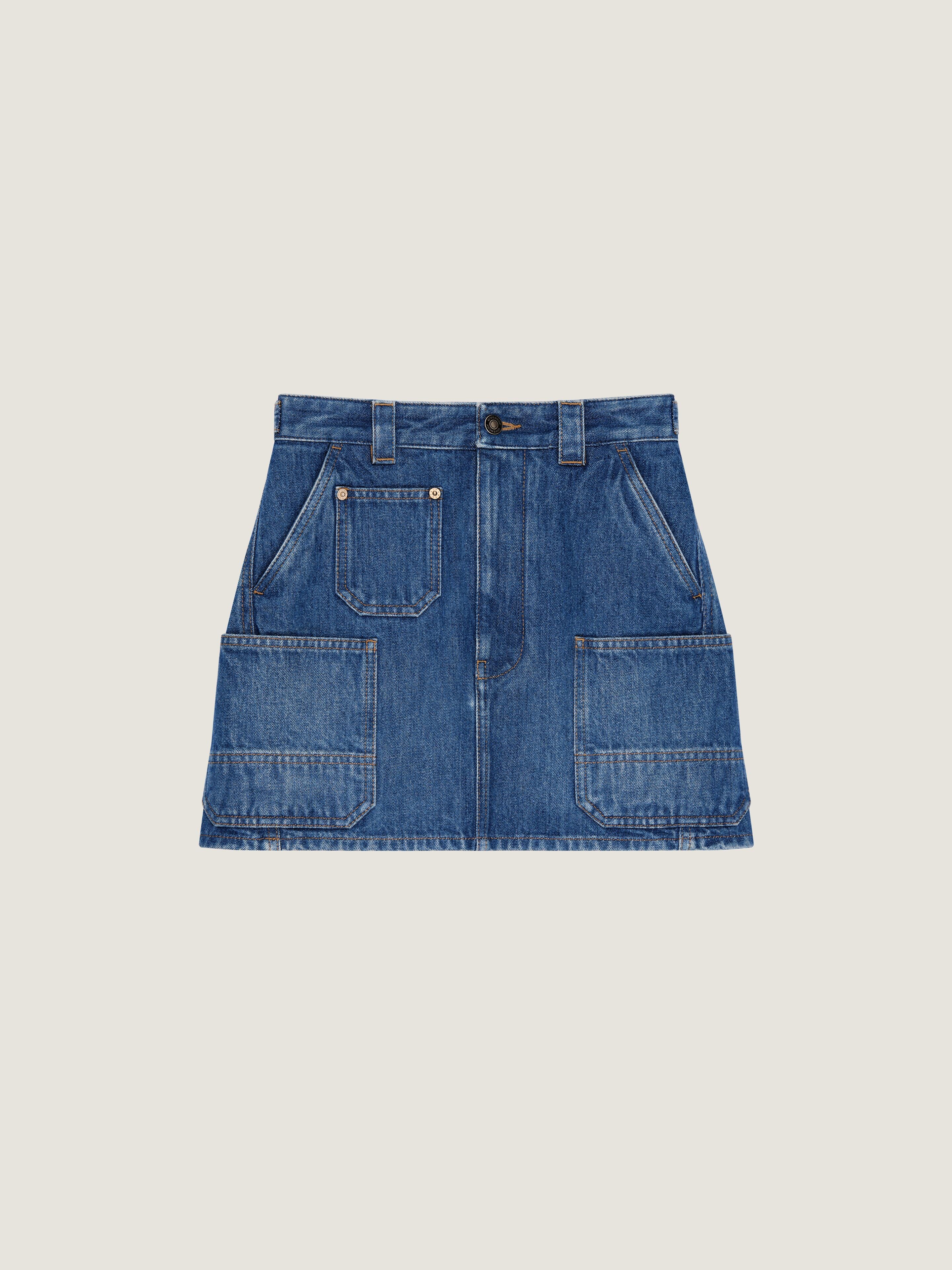 GIVENCHY Mini cargo skirt in medium blue denim