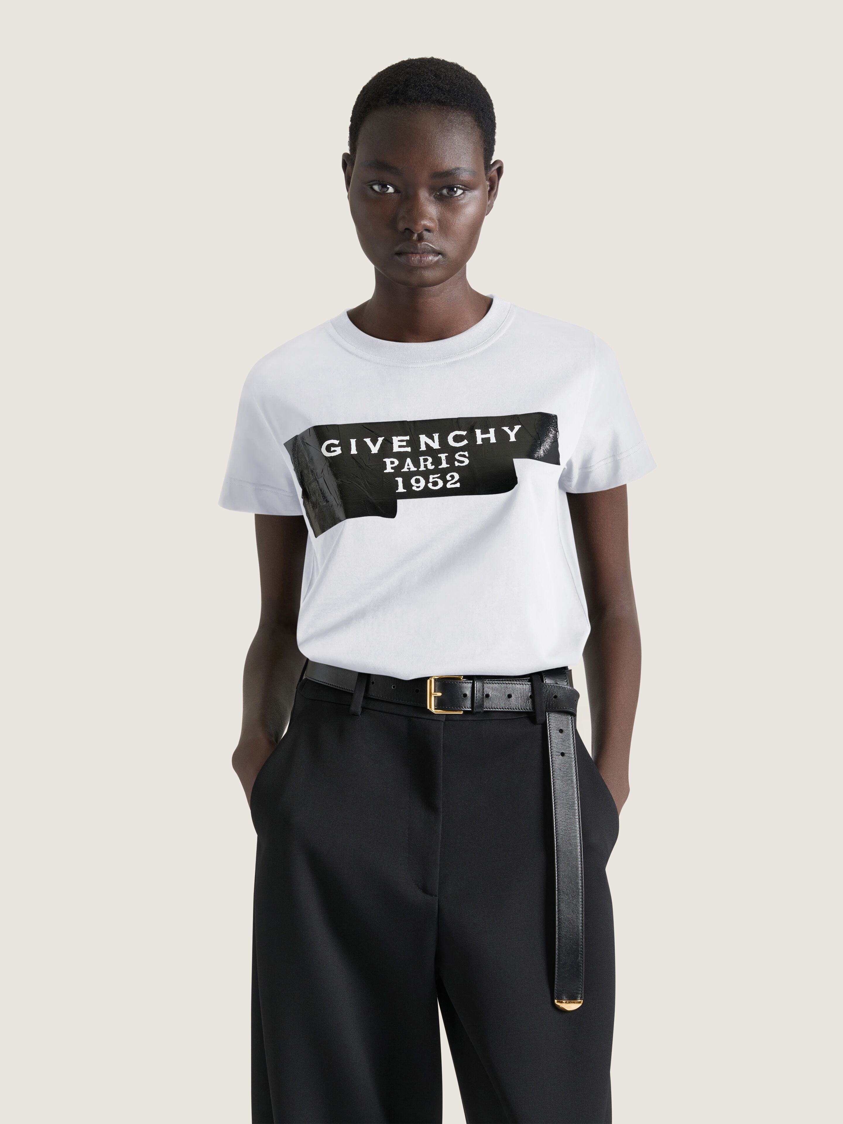 GIVENCHY -shirt in cotton Tape print