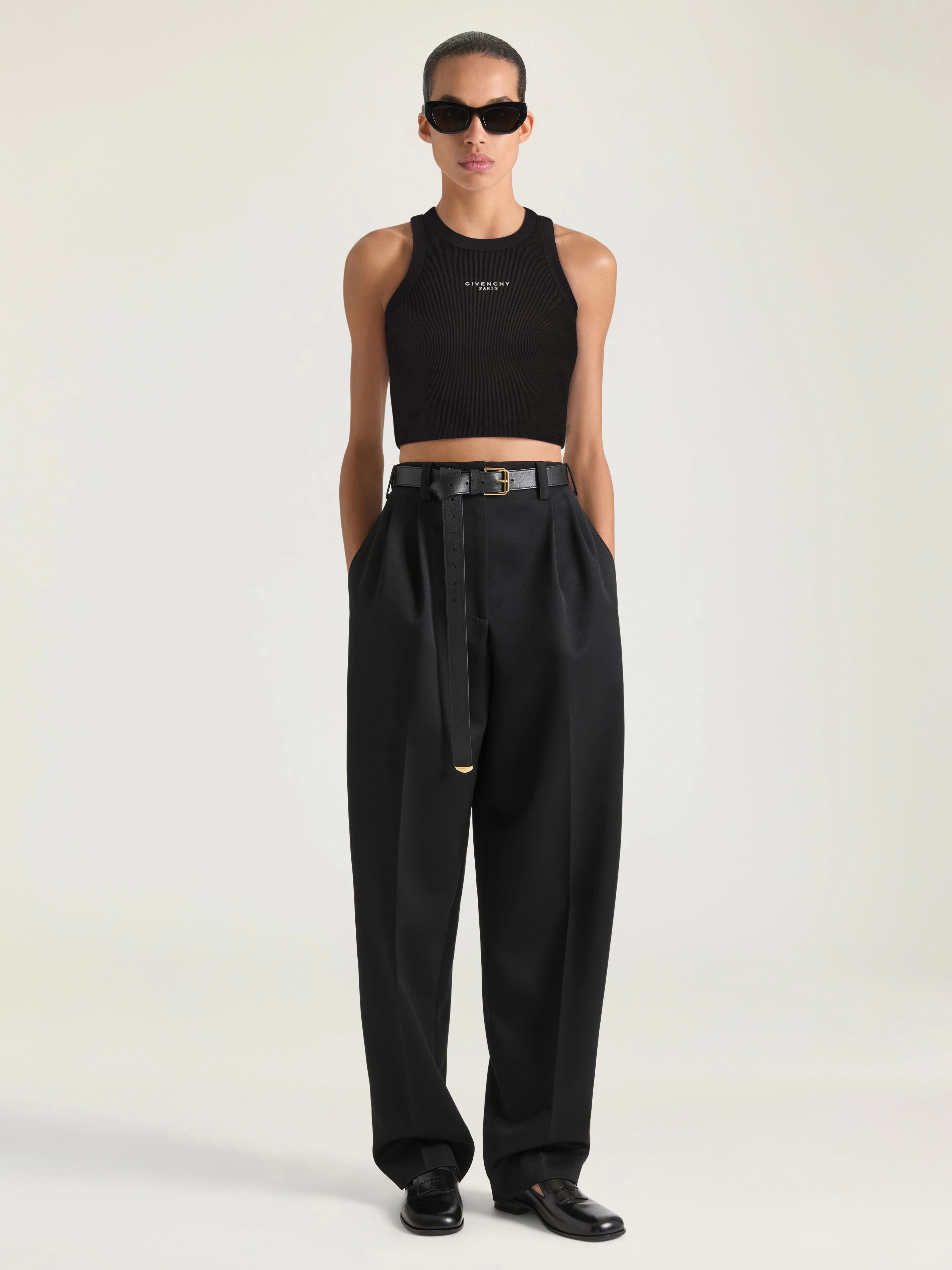 GIVENCHY Cropped tank top in cotton Paris print