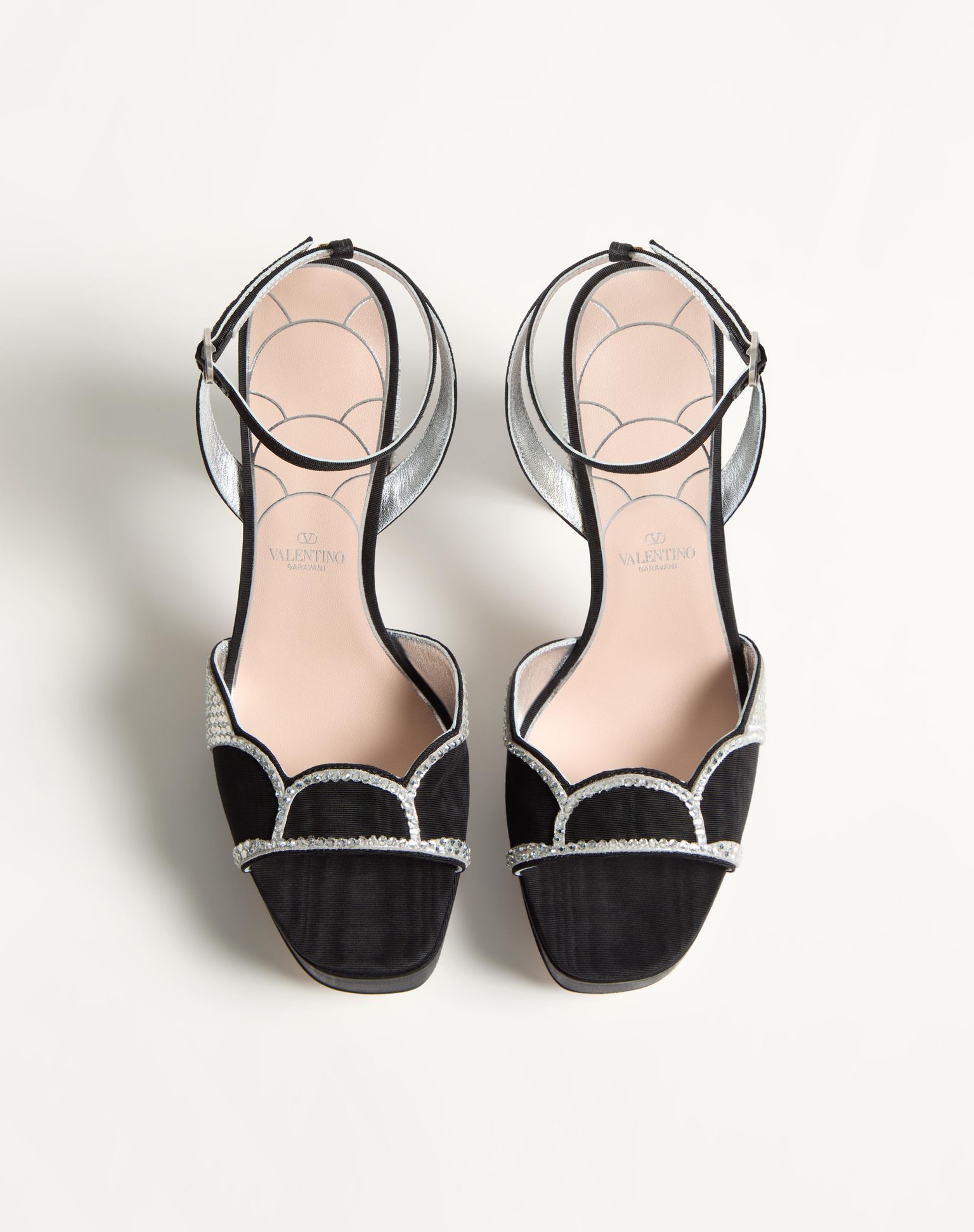 VALENTINO Bowow Platform Sandal In Moiré Fabric With Crystals