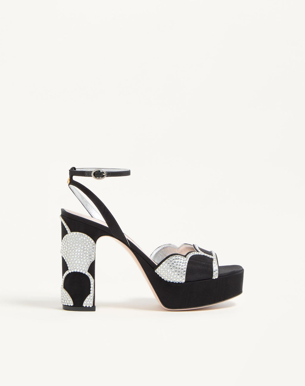 VALENTINO Bowow Platform Sandal In Moiré Fabric With Crystals
