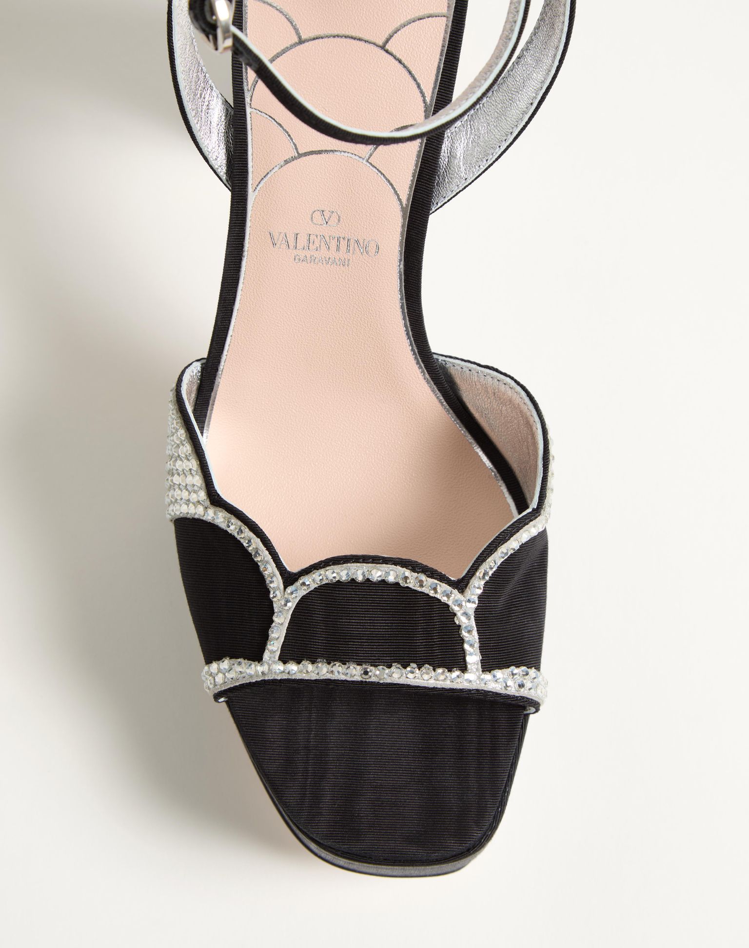 VALENTINO Bowow Platform Sandal In Moiré Fabric With Crystals