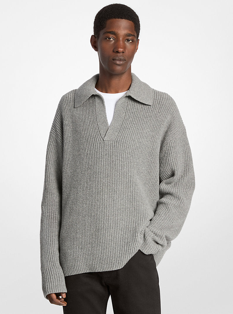 Michael Kors Mens Ribbed Wool Blend Sweater