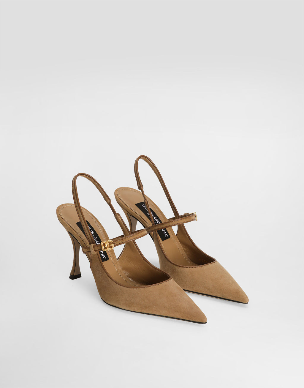 DOLCE & GABBANA Suede and nappa leather slingback