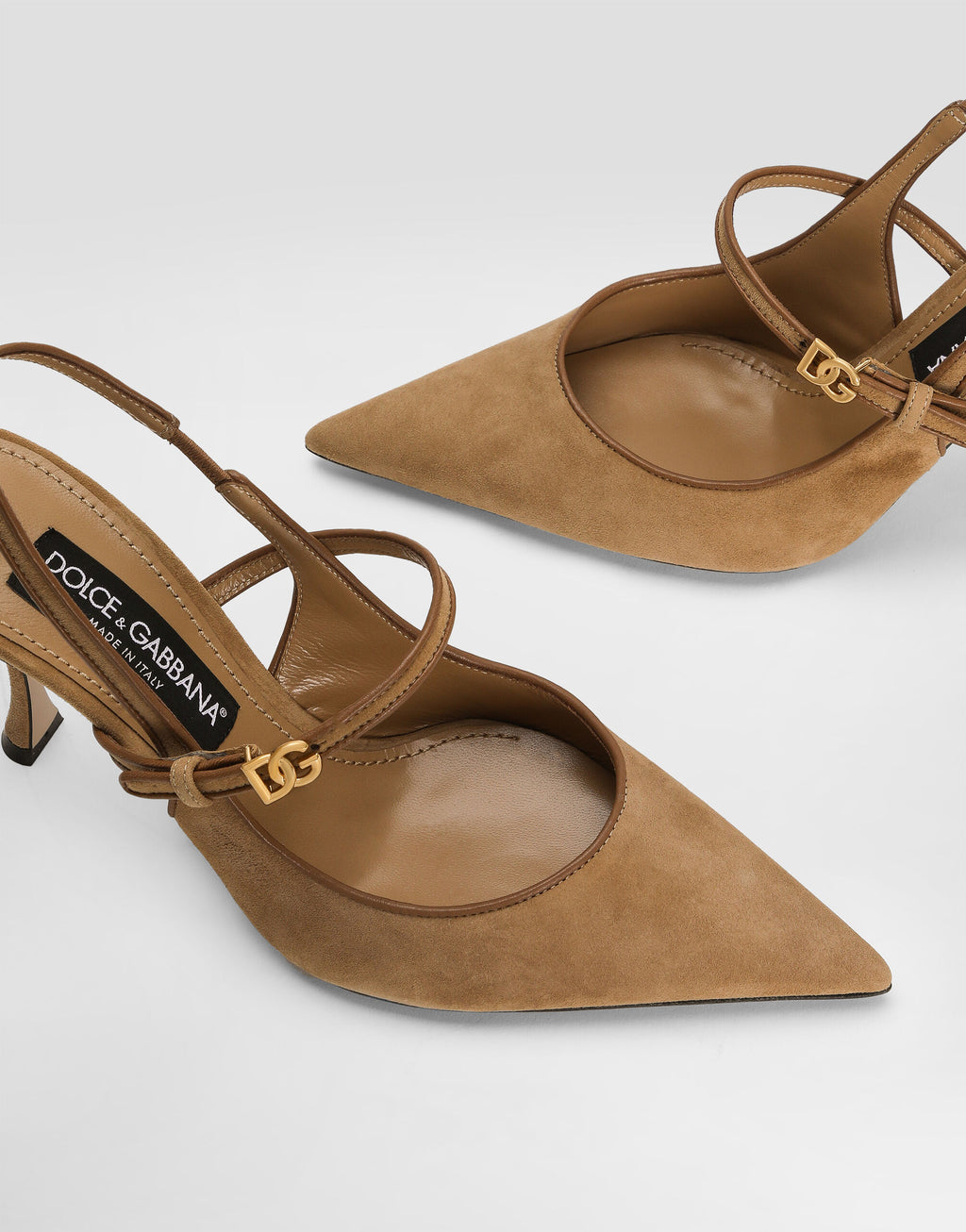 DOLCE & GABBANA Suede and nappa leather slingback